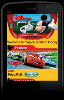 Disney Games Portal on Celcom's Channel X WAP Site